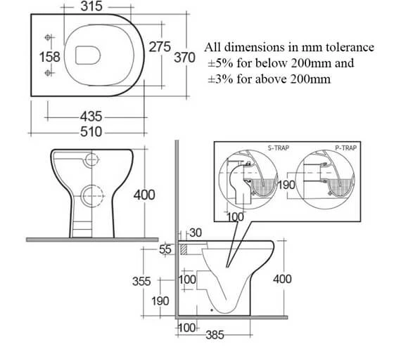 RAK Compact Back-To-Wall White WC Pan With Soft Close Seat Urea 5 RAK Compact Back-To-Wall White WC Pan With Soft Close Seat Urea - Image 3