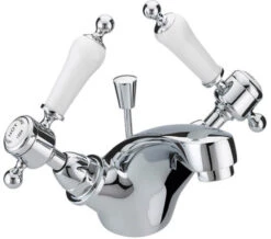 Heritage Glastonbury 1 Taphole Basin Mixer Tap With White Levers