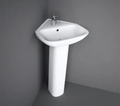 RAK Origin 62 1-Tap Hole 450mm Wide White Corner Basin With Full Pedestal