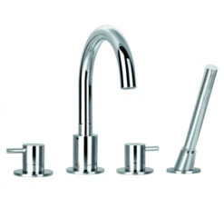 Flova Levo 4 Hole Diamond Chrome Finish Bath Mixer Tap With Shower Set