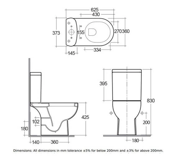 RAK Tonique Full Access Open Back White Close Coupled WC Pack With Urea Soft Close Seat 4 RAK Tonique Full Access Open Back White Close Coupled WC Pack With Urea Soft Close Seat - Image 2