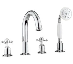 Crosswater Belgravia 4 Hole Chrome Bath Shower Mixer Tap With Kit