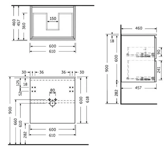 RAK Joy Wall Hung 2 Drawer Vanity Unit 4 RAK Joy Wall Hung 2 Drawer Vanity Unit - Image 2