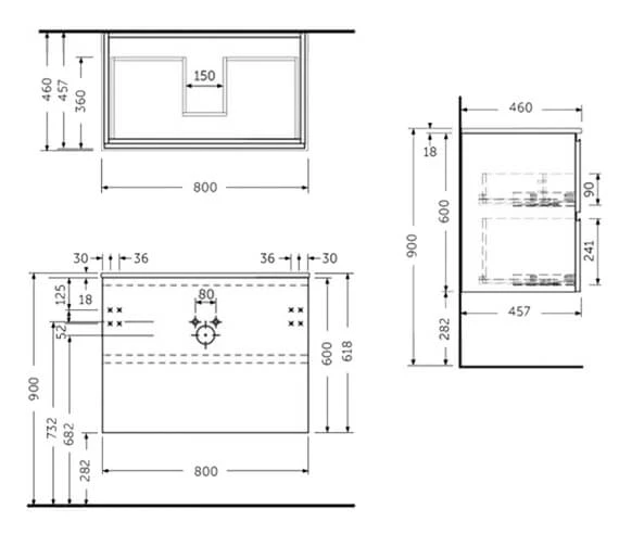 RAK Joy Wall Hung 2 Drawer Vanity Unit 5 RAK Joy Wall Hung 2 Drawer Vanity Unit - Image 3