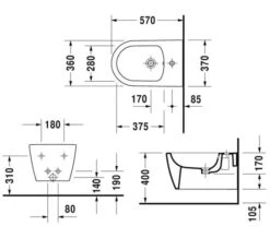Duravit Me-By-Starck 360mm X 570mm Wall Mounted Bidet -Duravit Store M700 2020 10 2 8 8 18 424