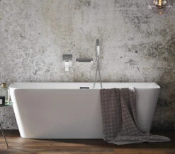 Aqua Mono 1700 X 800mm Luxury Back-To-Wall Freestanding Bath White