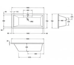 Aqua Legend Square Single Ended Standard White Bath - Sizes Available -Duravit Store M700 2020 10 26 7 50 10 783 1