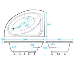 Aqua Orlah 1500 X 1040mm Offset Corner Whirlpool Bath -Duravit Store M700 2020 11 2 11 48 51 600
