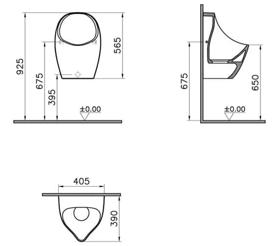 VitrA Arkitekt 405 X 390mm White Waterless Urinal 4 VitrA Arkitekt 405 X 390mm White Waterless Urinal - Image 2