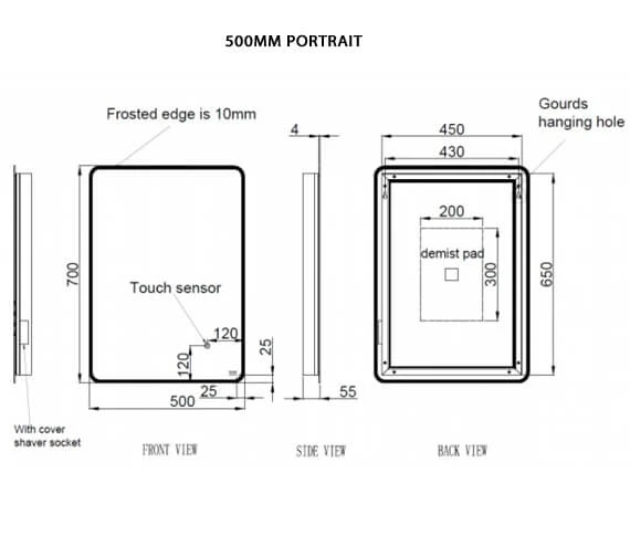RAK Amethyst LED Illuminated Mirror With Demister Pad And Shaver Socket 4 RAK Amethyst LED Illuminated Mirror With Demister Pad And Shaver Socket - Image 2