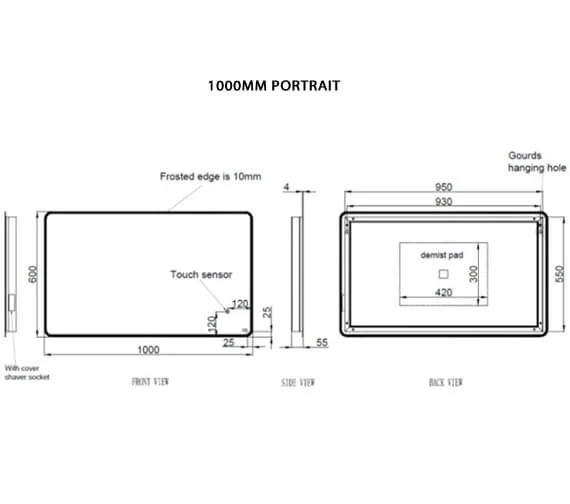RAK Amethyst LED Illuminated Mirror With Demister Pad And Shaver Socket 6 RAK Amethyst LED Illuminated Mirror With Demister Pad And Shaver Socket - Image 4