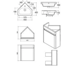 RAK Resort Wall Hung 450mm Wide Corner Matt White Vanity Unit With Basin -Duravit Store M700 2020 6 20 11 15 15 577