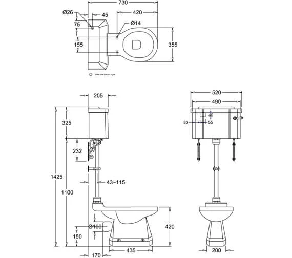 Burlington Medium Level WC With White Ceramic Lever 4 Burlington Medium Level WC With White Ceramic Lever - Image 2