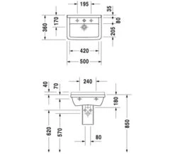 Duravit Starck 3 Underneath Glazed 1 Tap Hole Washbasin With Overflow -Duravit Store M700 2020 9 15 10 9 37 813