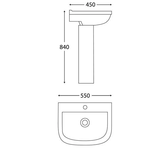 Joseph Miles NIX Porto 550mm White Basin With Pedestal 5 Joseph Miles NIX Porto 550mm White Basin With Pedestal - Image 3