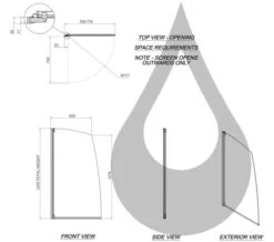 Aqualux Aqua 4 Sail Polished Silver 770mm X 1375mm Bath Screen