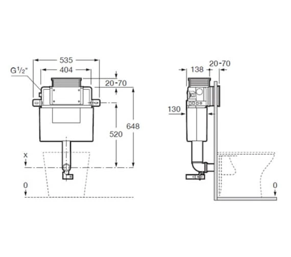 Roca In-Wall Basic Tank Low Height Dual Flush Concealed White Cistern 4 Roca In-Wall Basic Tank Low Height Dual Flush Concealed White Cistern - Image 2