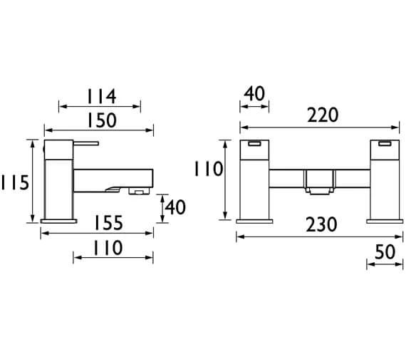 Bristan Quadrato Chrome Bath Mixer Tap 4 Bristan Quadrato Chrome Bath Mixer Tap - Image 2