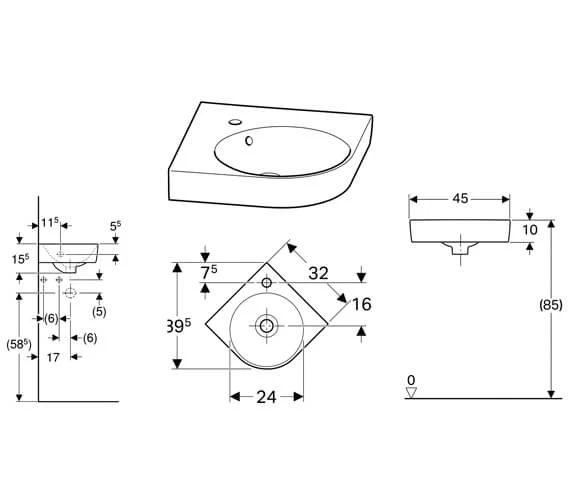 Geberit Selnova Compact Corner Handrinse Basin 4 Geberit Selnova Compact Corner Handrinse Basin - Image 2