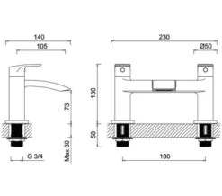 Crosswater Flow Dual Lever Deck Mounted Chrome Bath Filler Tap -Duravit Store M700 2021 5 24 11 41 1 674