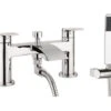 Crosswater Flow Dual Lever Deck Mounted Chrome Bath Shower Mixer Tap With Kit