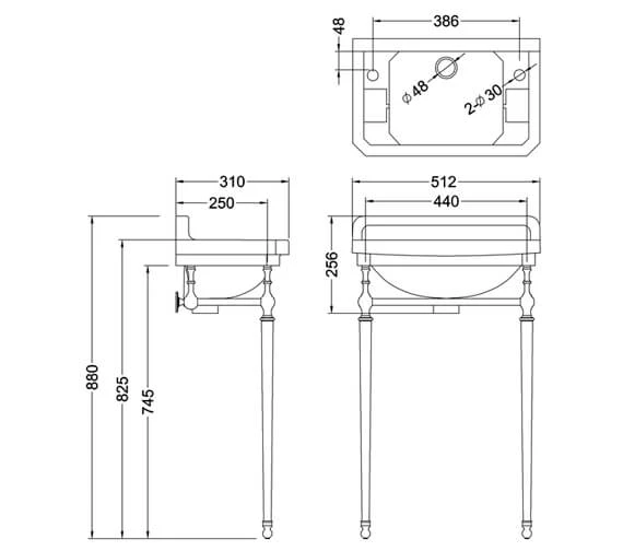 Burlington Edwardian 510mm Cloakroom Basin And Wash Stand 4 Burlington Edwardian 510mm Cloakroom Basin And Wash Stand - Image 2