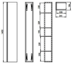 Roper Rhodes Scheme 186 X 1400mm Tall Mirrored Column Unit -Duravit Store M700 2021 8 12 13 16 44 98