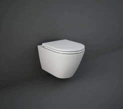 RAK Feeling Rimless Wall-Hung Matt White WC Pan And Soft Close Seat