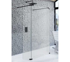 Kudos Ultimate Black 1952mm High Flat 10mm Glass Shower Panel