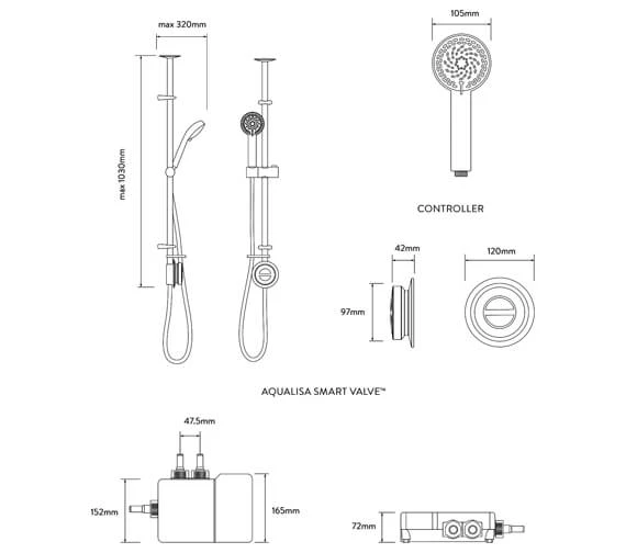 Aqualisa Quartz Classic Smart Digital Exposed Shower Set 4 Aqualisa Quartz Classic Smart Digital Exposed Shower Set - Image 2