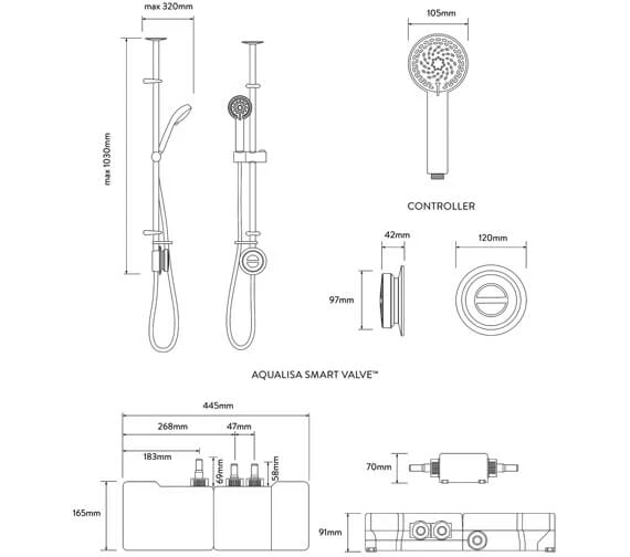 Aqualisa Quartz Classic Smart Digital Exposed Shower Set 5 Aqualisa Quartz Classic Smart Digital Exposed Shower Set - Image 3