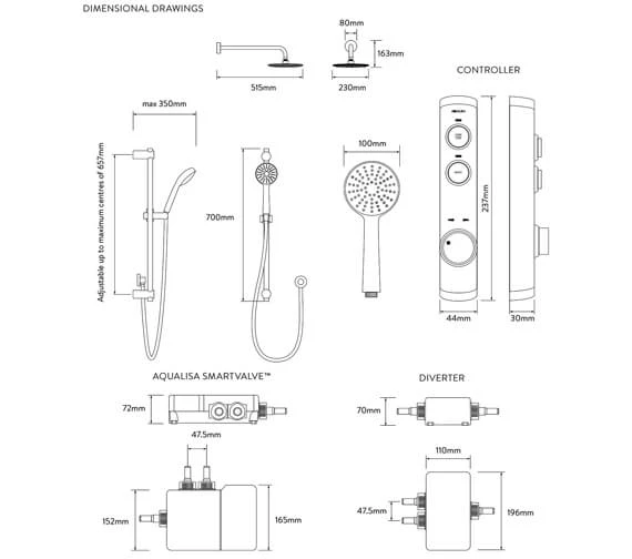 Aqualisa ISystem Smart Concealed Digital Shower Kit With Wall Shower Head - HP - Combi 4 Aqualisa ISystem Smart Concealed Digital Shower Kit With Wall Shower Head - HP - Combi - Image 2