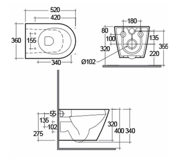 Essential IVY Wall Hung White Toilet Pan With Soft Close Seat 4 Essential IVY Wall Hung White Toilet Pan With Soft Close Seat - Image 2