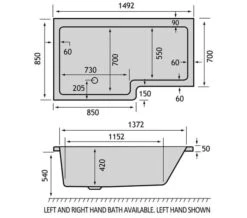 Carron Quantum 5mm Acrylic White Shower Bath 1500 X 850mm