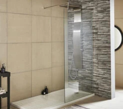 Nuie Wetroom Walk-In Shower Panel With Support Bar