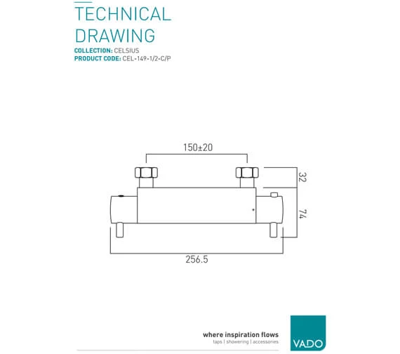 Vado Celsius Chrome 1 Outlet Exposed Thermostatic Bar Shower Mixer Valve 4 Vado Celsius Chrome 1 Outlet Exposed Thermostatic Bar Shower Mixer Valve - Image 2