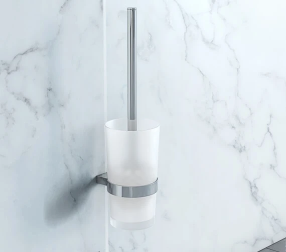 Smedbo Air Chrome Brush With Frosted Glass Container 3 Smedbo Air Chrome Brush With Frosted Glass Container