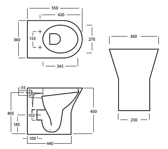 Essential IVY Comfort Height White Back To Wall Toilet With Soft Close Seat 4 Essential IVY Comfort Height White Back To Wall Toilet With Soft Close Seat - Image 2