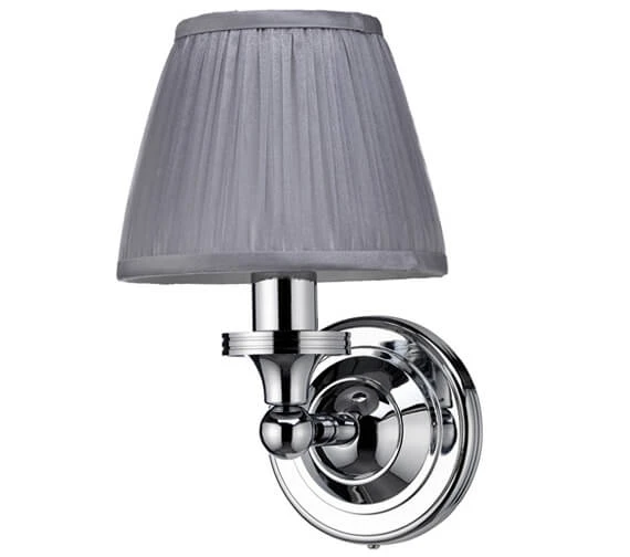 Burlington Round Light With Chrome Base And Silver Chiffon Shade 3 Burlington Round Light With Chrome Base And Silver Chiffon Shade