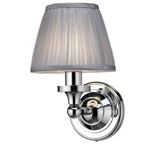 Burlington Round Light With Chrome Base And Silver Chiffon Shade 5 Burlington Round Light With Chrome Base And Silver Chiffon Shade - Image 3