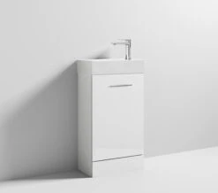 Nuie Mayford Cloakroom 480mm Gloss White Floor Standing Cabinet With Basin