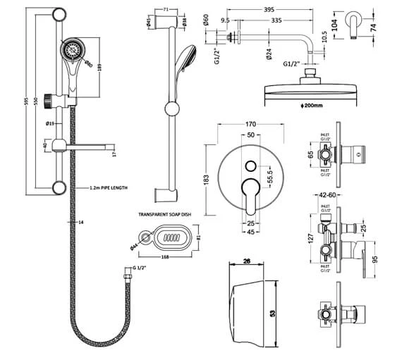 Nuie Arvan Concealed Round Chrome Manual Valve With Shower Kit And Head 4 Nuie Arvan Concealed Round Chrome Manual Valve With Shower Kit And Head - Image 2