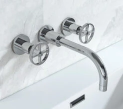 Hudson Reed Revolution Industrial 3 Hole Wall Mounted Basin Mixer Tap