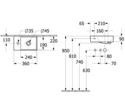 Villeroy & Boch Villeroy And Boch Avento 360mm Wall Mounted White 1 Tap Hole Basin -Duravit Store M700 2022 12 16 10 4 5 25