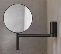 Keuco Round Matt Black Cosmetic Magnifying Mirror 193mm