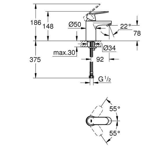 Grohe Eurosmart Cosmopolitan Half Inch Basin Mixer Tap Chrome 5 Grohe Eurosmart Cosmopolitan Half Inch Basin Mixer Tap Chrome - Image 3