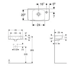 Geberit Selnova Square 450 X 250mm Right Hand 1 Tap Hole Handrinse Basin White -Duravit Store M700 2022 5 21 12 10 44 429