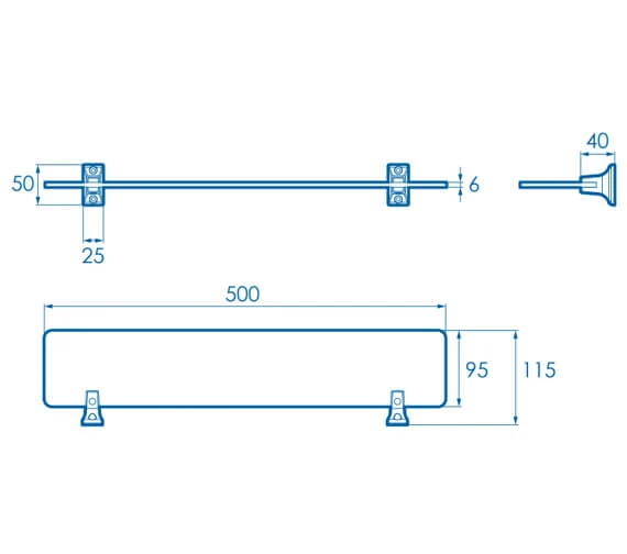 Croydex Sutton 500mm Glass Shelf - QM731441 5 Croydex Sutton 500mm Glass Shelf - QM731441 - Image 3