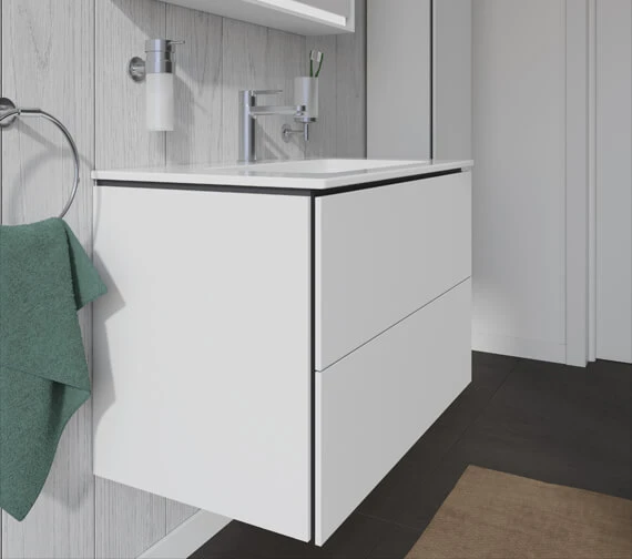 Duravit L-Cube Wall Mounted 2 Drawer Vanity Unit For Me-By-Starck Basin 14 Duravit L-Cube Wall Mounted 2 Drawer Vanity Unit For Me-By-Starck Basin - Image 12