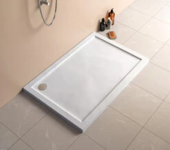 Lakes Traditional Low Profile Rectangular White Stone Resin Tray 800 X 700mm